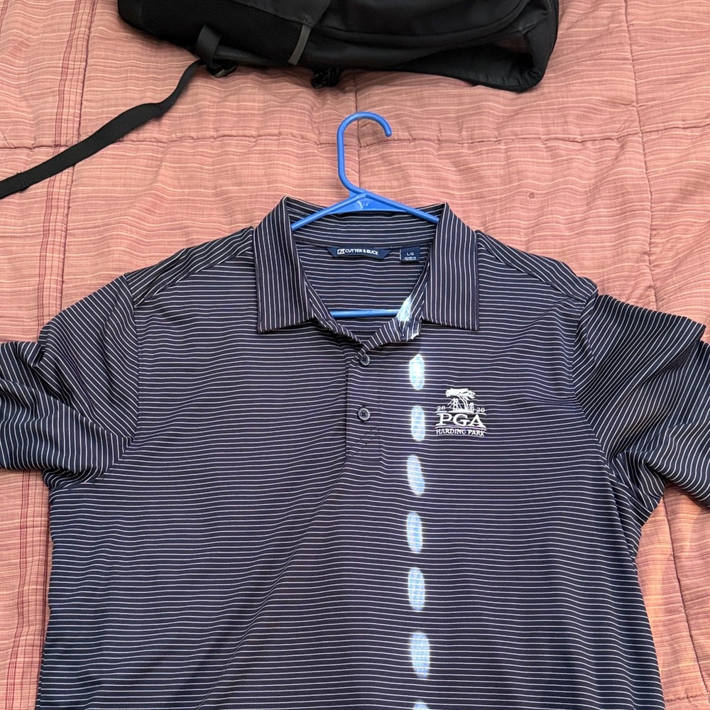 PGA Tour Men's Polo Shirt - Black and White Stripes